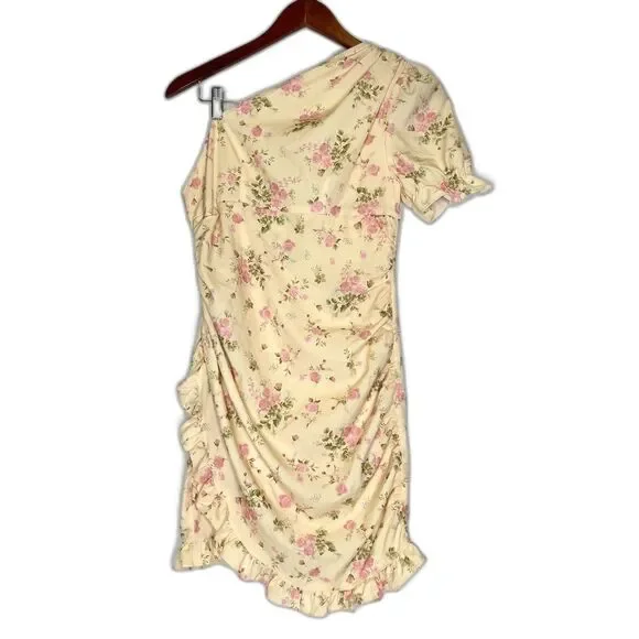CIDER Floral One Shoulder Ruffle Mini Dress Small - Picture 2 of 11